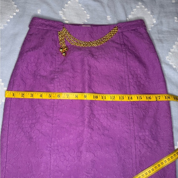 Milly Of New York Elegant Purple Skirt with Gold Accents. #236 - Picture 14 of 16